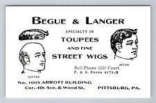 Pittsburg PA-Pennsylvania, Begue & Langer Toupee Advertising, Vintage Postcard picture