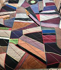 RARE Early 1900’s Patchwork Crazy Quilt Wool, Velvet, Cotton, Embroidered 70x84” picture
