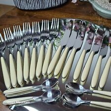 Vintage Inox Italian Stainless Flatware Cutlery Knives Forks Spoons Set of 18 picture