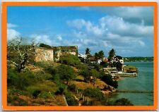 VINTAGE CONTINENTAL SIZED POSTCARD FORT JESUS AT MOMBASSA KENYA MANY STAMPS 1995 picture