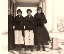 RPPC Ladies Outside in & Hats Fur Hand Muffs AZO 1904-1918 ANTIQUE Postcard 1380 picture