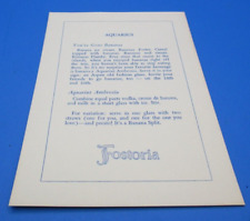 FOSTORIA GLASS AQUARIUS Zodiac PROMOTION CARD 1975 ASPEN Pattern and Recipe picture
