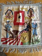 Antique WW1 Silk Souvenir Service Pillow Cover Woodrow Wilson General Pershing picture