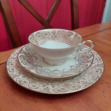 Vintage Alka Bavaria Porcelain #817 Trio Tea Set Pink with Gold picture