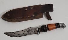 Vintage Kinfolks Fixed Blade Knife w/Sheath Butterscotch Bakelite Military Carry picture