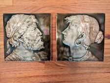 A pair of antique Trent highly raised portrait tiles  picture