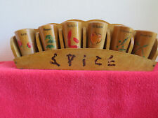 Vintage Japan Wooden Spice Rack w/Wooden Spice Shakers picture