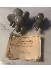 🐘🔥ADORABLE RARE VINTAGE JANICE HESTER🐘ELEPHANT FAMILY FIGURINES ~SIGNED ✅🔥 picture