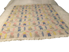 sunbonnet sue quilt cheater fabric hand quilted 45x54