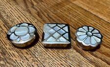 Pier 1 Imports 3 Decorative Mini Boxes Silver Tone With Mother Of Pearl Inlays picture
