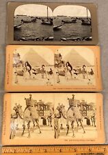 Antique Lot of 3  Photo Stereoview Cards of Egyptian Interest Pyramids Camels .. picture