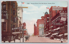 Farnam Street From 15th Street Omaha Nebraska Street Scene Postcard - Unposted picture