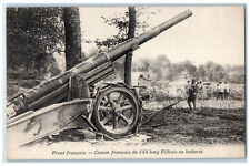 c1910 French Front French Cannon Schneider 105 Long in Battery WW1 Postcard picture