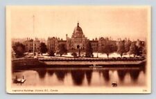 Legislative Buildings Victoria B.C Canada Sepia Tone Gov't Stamped Postcard picture