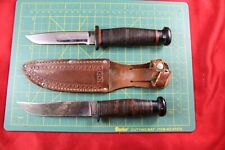 Pair of Kinfolks Fixed Blade Leather Stack Handle Hunting Knives - One Sheath picture
