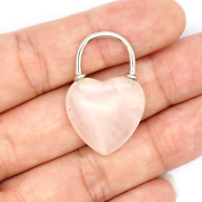 Natural Gemstones Heart Shaped Lock Pendant Crystal Quartz Bead Charm Healing picture