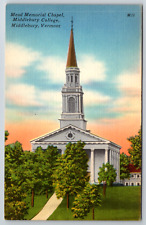 c1940s Linen Mead Memorial Chapel College Vermont Vintage Postcard picture