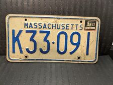 EXPIRED MASSACHUSETTS LICENSE PLATE with 1973 STICKER ...... (K33 091) picture