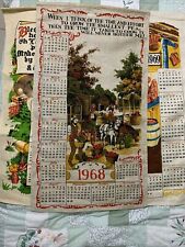 3 Vintage Linen Tea Towels 1968-69 picture