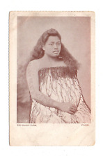 MAORI WOMAN IN TRADITIONAL DRESS, LETTERS HAWIR ATENCO PARE ON HER ARM ~ c 1904 picture