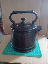Vintage McCoy Cookie Jar Tea Kettle Tea Pot Hammered Bronze 9