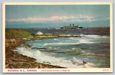 Vintage Postcard C.P.R. Steamer Arriving in Rough Sea Ocean Victoria B.C. Canada picture