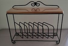 Longaberger Wrought Iron Plate Rack Stand　 With Wood Shelf *plates not included picture