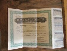 Antique Ephemera 1933 Diamond Investment Certificate Green Bay WI picture
