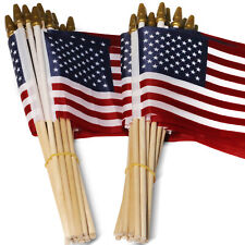 LOT of 50 USA 4x6 in Wooden Stick Flag - July 4th, Kid Safe Golden Spear Top  picture