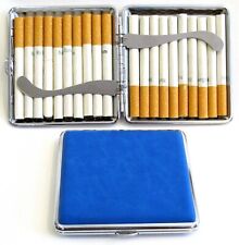 2pc Set Stainless Steel Cigarette Case Hold 20pc Regular Size 84s - BLUE + BLACK picture