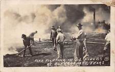 J79/ Burkburnett Texas RPPC Postcard c1920s Oil Fields Fire Fight Disaster 438 picture