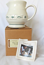 Longaberger Pottery Woven Traditions Green Small 1 quart pitcher NIB picture