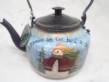 Crazy Mountain Snowman Tea Light Votive Candle Holder Metal Snow Tea Pot Kettle picture