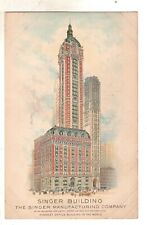 New York City NY Singer Building Tallest in the World Vintage Postcard picture