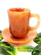 Beautiful Red Quartz Crystal Hand Carved Cup Saucer Handmade Unique Gift picture