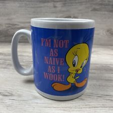 1997 X Large Tweety Bird Coffee Mug “I’m not as naive as I wook” Looney Tunes picture