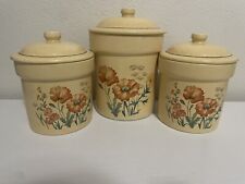 Vintage 1970's Treasure Craft Wildflower Canister Set Of Three picture
