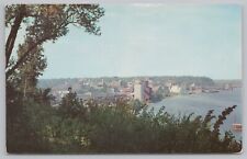Main Street~Air View Lake & Burlington Iowa~Vintage Postcard picture