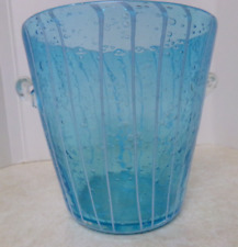Venini Disaronno VTG Italian  Hand Blown Art Glass Blue Swirl Ice Bucket picture