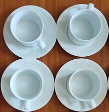 8x Crate & Barrel Basketweave Embossed Weave Rim White Japan cup and saucers picture