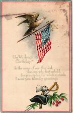 1920 Patriotic Greeting WASHINGTON'S PRESIDENT'S DAY Antique Postcard picture