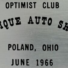 1966 Optimist Club Antique Auto Show Car Meet Poland Mahoning County Ohio Plaque picture