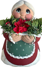 Ms. Santa Claus Holding Poinsettia Flowers Figurine picture