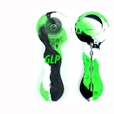 Unbreakable Silicone Tobacco Smoking Pipe w/ Clear Bowl BLACK Green & WHITE picture