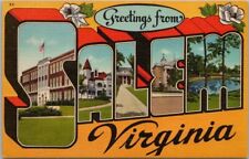 SALEM, Virginia Large Letter Postcard Multi-View / Asheville Linen c1950s Unused picture