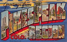 Pikes Peak Region Colorado Greetings From Large Letter Linen 8A-H3252 Postcard picture