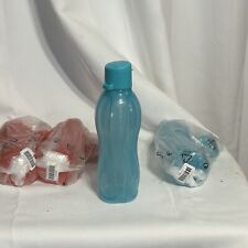 TUPPERWARE ECO WATER BOTTLE SMALL BLUE TURQUOISE 16oz 500mL FLIP TOP LIQUIDTIGHT picture