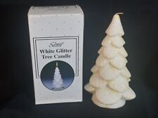 Vintage Scott's White Glitter Tree Candle ~ Never Burned ~ NOS ~ Christmas picture
