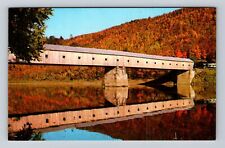 Windsor VT-Vermont, Cornish NH Covered Bridge, Vintage Souvenir Postcard picture