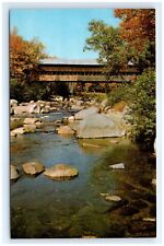 Postcard NH Covered Bridge At Jackson Vintage Photo View From River D4 picture